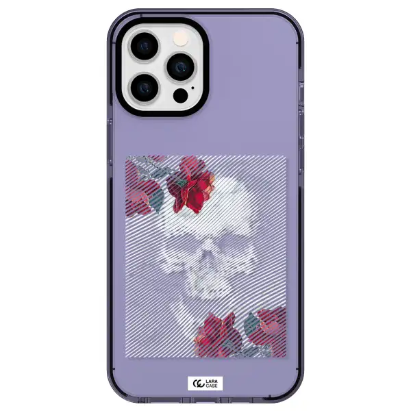 Rose And Skull Pattern Line Apple iPhone 12 pro max impact Lilac Case