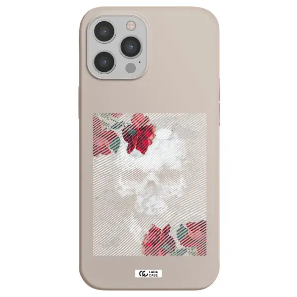 Rose And Skull Pattern Line Apple iPhone 12 pro Silicone Stone Case