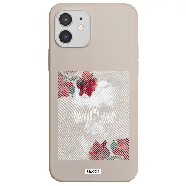 Rose And Skull Pattern Line Apple iPhone 12 Silicone Stone Case