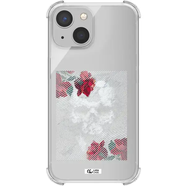 Rose And Skull Pattern Line Apple iPhone 13 Clear PC Case