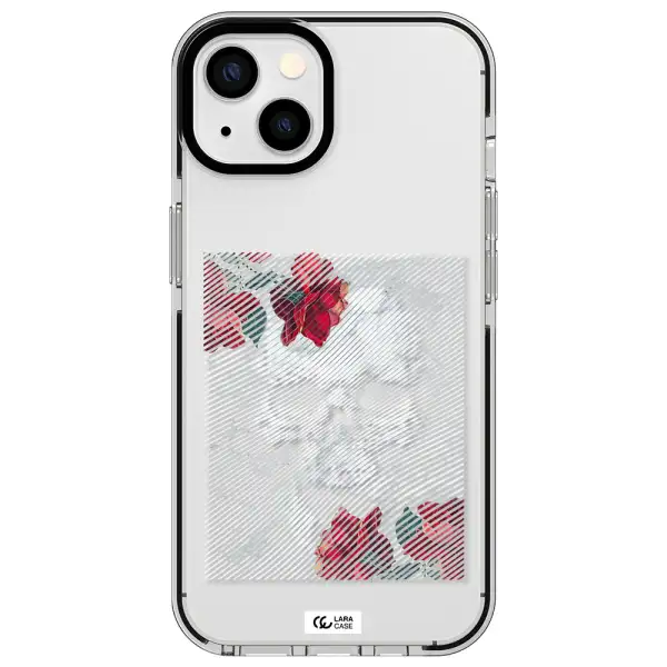 Rose And Skull Pattern Line Apple iPhone 13 impact black border Case