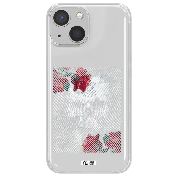 Rose And Skull Pattern Line Apple iPhone 13 mini Clear TPU Case