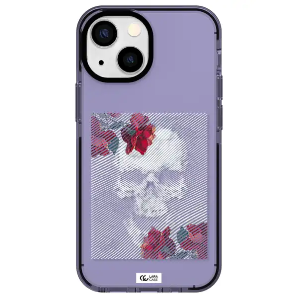 Rose And Skull Pattern Line Apple iPhone 13 mini impact Lilac Case