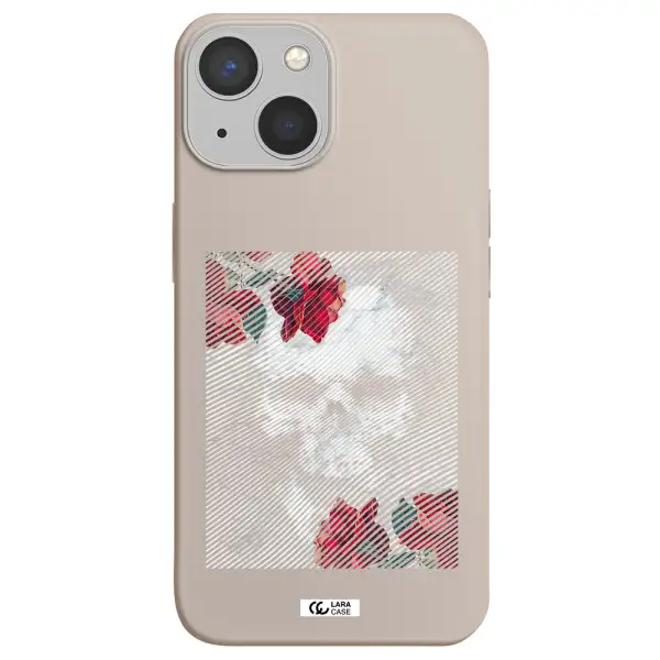 Rose And Skull Pattern Line Apple iPhone 13 mini Silicone Stone Case