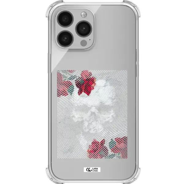 Rose And Skull Pattern Line Apple iPhone 13 Pro Clear PC Case