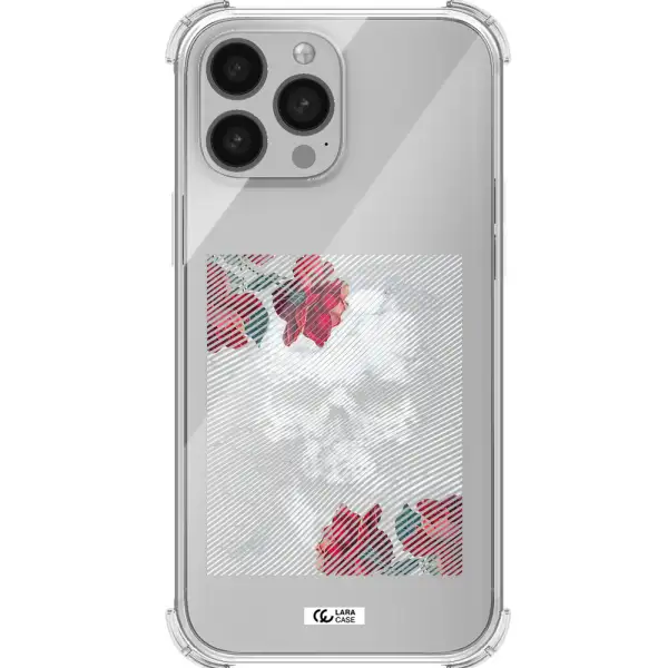 Rose And Skull Pattern Line Apple iPhone 13 Pro Max Clear PC Case