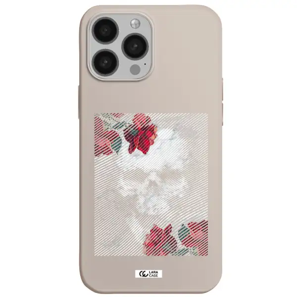 Rose And Skull Pattern Line Apple iPhone 13 Pro Max Silicone Stone Case