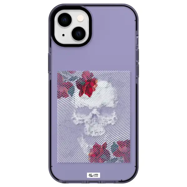 Rose And Skull Pattern Line Apple iPhone 14 plus impact Lilac Case