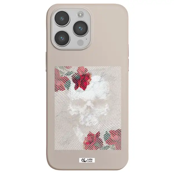 Rose And Skull Pattern Line Apple iPhone 14 pro Silicone Stone Case