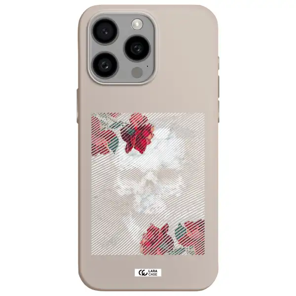 Rose And Skull Pattern Line Apple Iphone 15 Pro max Silicone Stone Case