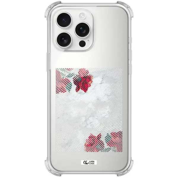 Rose And Skull Pattern Line Apple Iphone 16 Pro Max Clear Pc Case