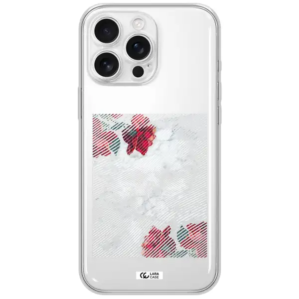Rose And Skull Pattern Line Apple Iphone 16 Pro Max Clear Tpu Case
