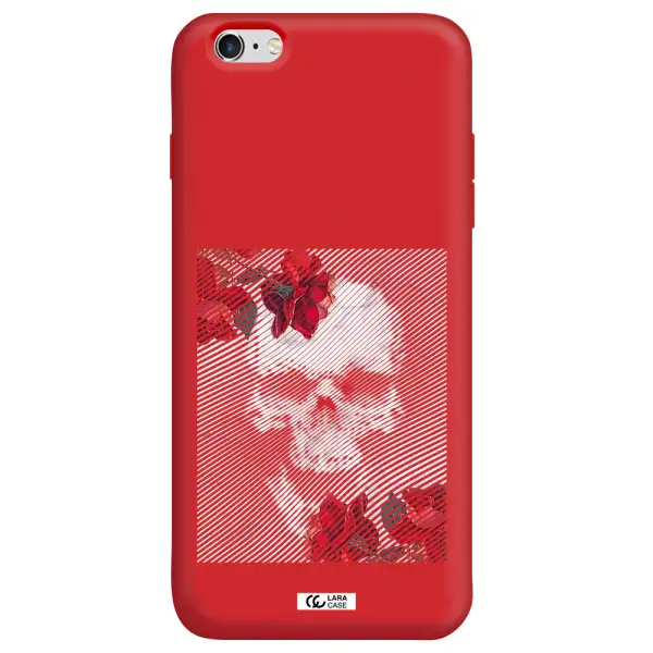 Rose And Skull Pattern Line Apple iPhone 6 plus Silicone Imperial Red Case