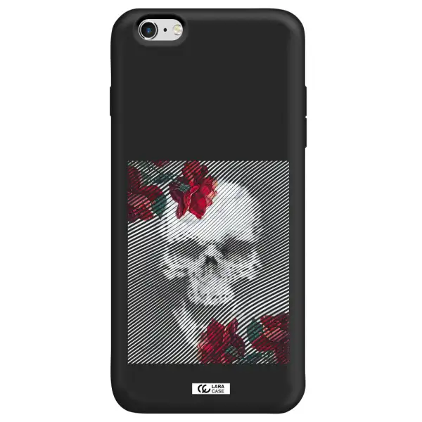 Rose And Skull Pattern Line Apple iPhone 6 s plus Silicone black Case