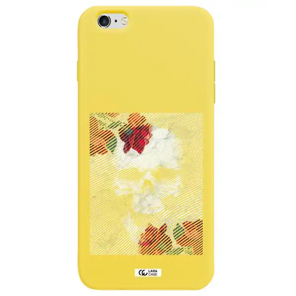 Rose And Skull Pattern Line Apple iPhone 6 s plus Silicone canary yellow Case