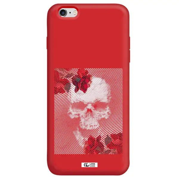Rose And Skull Pattern Line Apple iPhone 6 s plus Silicone Imperial Red Case