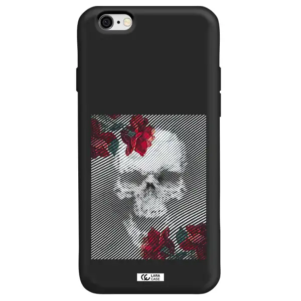 Rose And Skull Pattern Line Apple iPhone 6 Silicone black Case