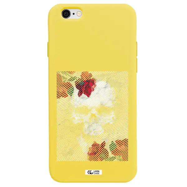 Rose And Skull Pattern Line Apple iPhone 6 Silicone canary yellow Case