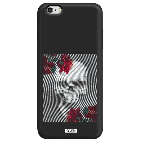 Rose And Skull Pattern Line Apple iPhone 6S Silicone black Case