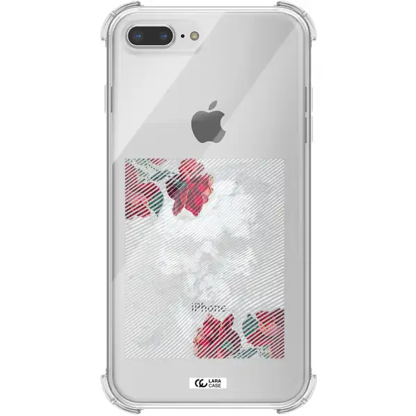 Rose And Skull Pattern Line Apple iPhone 8 plus Clear PC Case