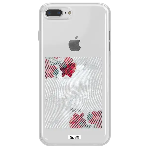 Rose And Skull Pattern Line Apple iPhone 8 plus Clear TPU Case