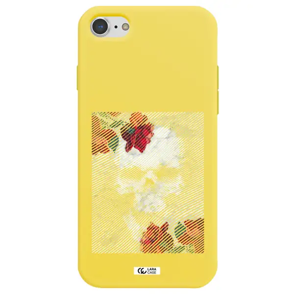 Rose And Skull Pattern Line Apple iPhone 8 Silicone canary yellow Case