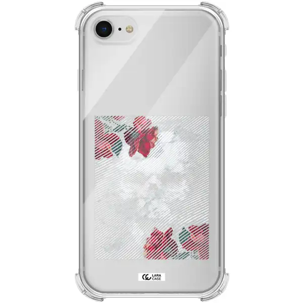Rose And Skull Pattern Line Apple iPhone se 2020 Clear PC Case