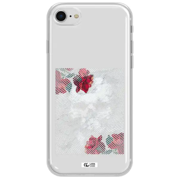 Rose And Skull Pattern Line Apple Iphone Se 2020 Clear Tpu Case