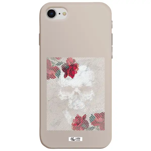 Rose And Skull Pattern Line Apple iPhone se 2020 Silicone Stone Case