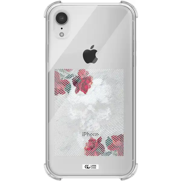 Rose And Skull Pattern Line Apple iPhone XR Clear PC Case