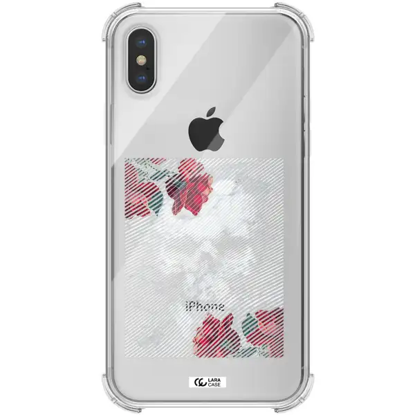 Rose And Skull Pattern Line Apple iPhone XS max Clear PC Case
