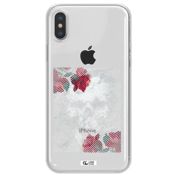 Rose And Skull Pattern Line Apple iPhone XS max Clear TPU Case
