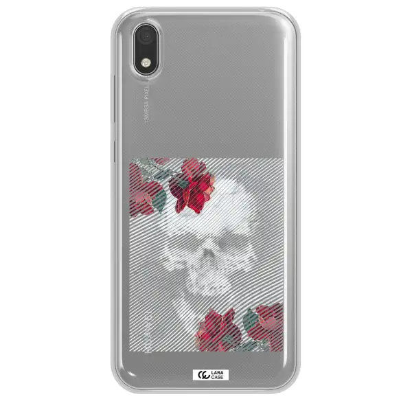 Rose And Skull Pattern Line Huawei Honor 8S Clear TPU Case