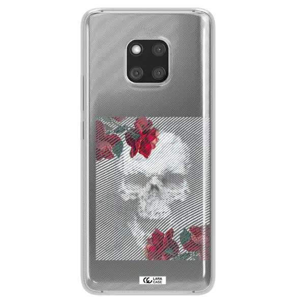 Rose And Skull Pattern Line Huawei Mate 20 Pro Clear TPU Case