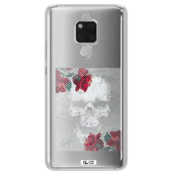 Rose And Skull Pattern Line Huawei Mate 20X Clear TPU Case