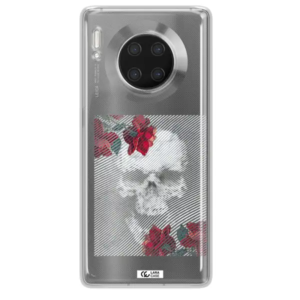 Rose And Skull Pattern Line Huawei Mate 30 Pro Clear TPU Case