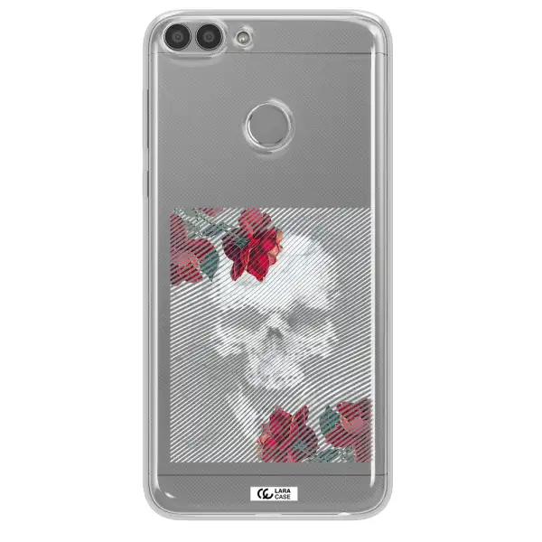 Rose And Skull Pattern Line Huawei P Smart Clear TPU Case