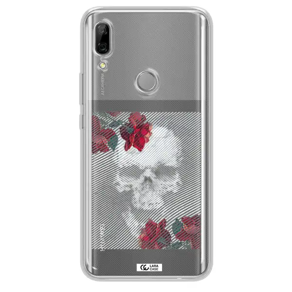 Rose And Skull Pattern Line Huawei P Smart Z Clear TPU Case