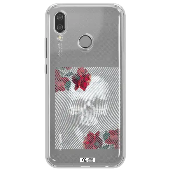 Rose And Skull Pattern Line Huawei P20 Lite Clear TPU Case