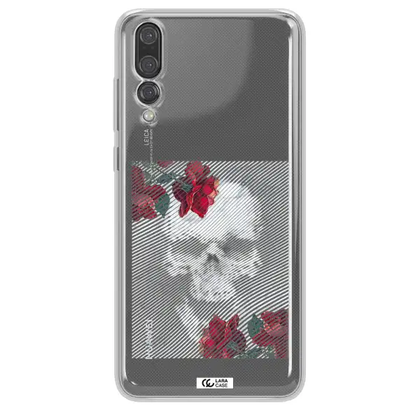 Rose And Skull Pattern Line Huawei P20 Pro Clear TPU Case