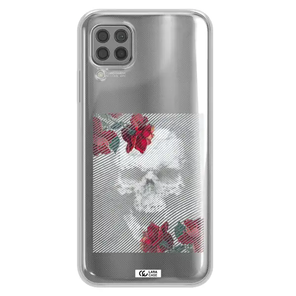 Rose And Skull Pattern Line Huawei P40 Lite Clear TPU Case