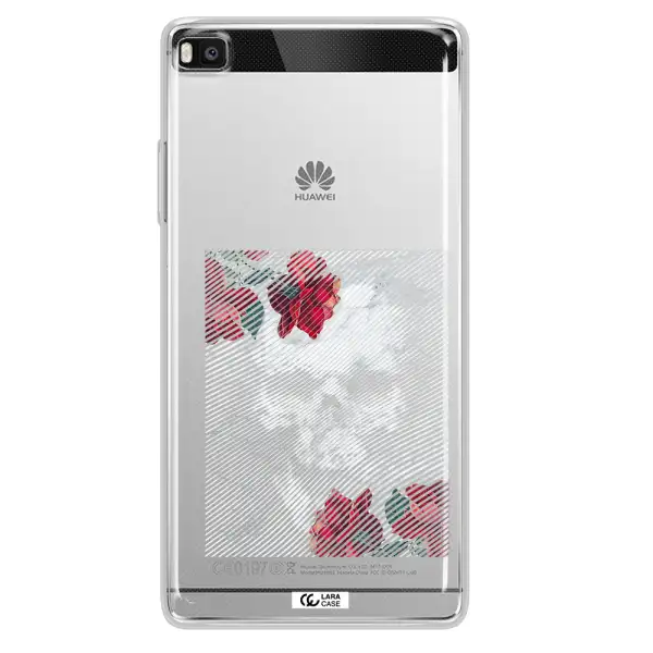 Rose And Skull Pattern Line Huawei P8 Clear TPU Case