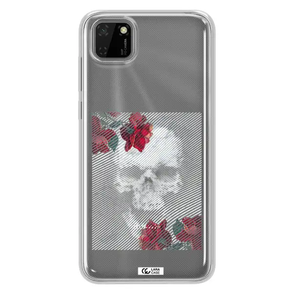 Rose And Skull Pattern Line Huawei Y5P Clear TPU Case
