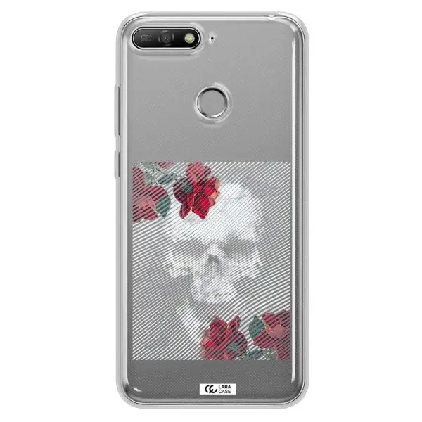 Rose And Skull Pattern Line Huawei Y6 Prime 2018 Clear TPU Case