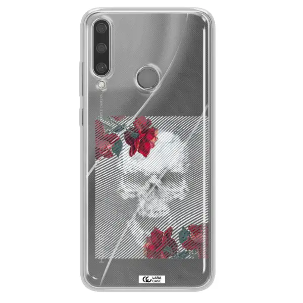 Rose And Skull Pattern Line Huawei Y6P Clear TPU Case