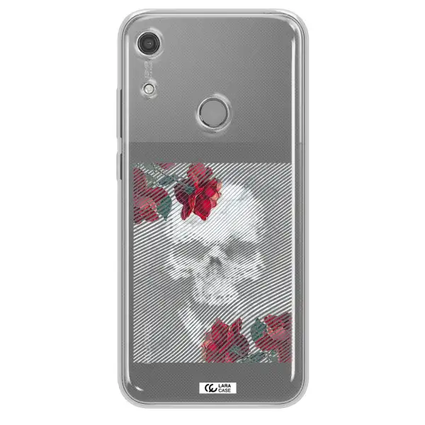 Rose And Skull Pattern Line Huawei Y6S Clear TPU Case