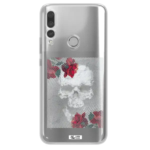 Rose And Skull Pattern Line Huawei Y9 Prime 2019 Clear TPU Case