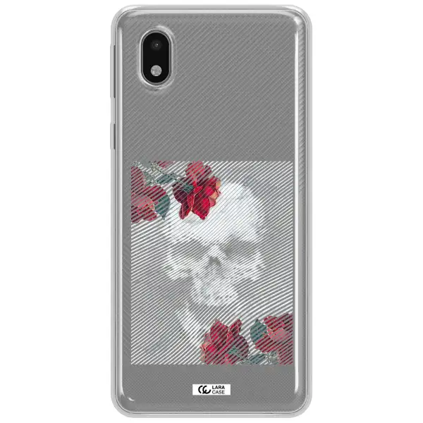 Rose And Skull Pattern Line Samsung A01 Core Clear Tpu Case