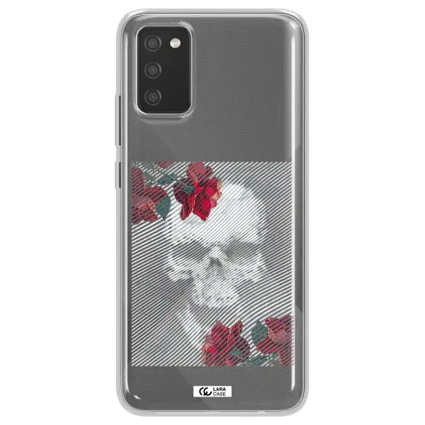 Rose And Skull Pattern Line Samsung A02S Clear TPU Case