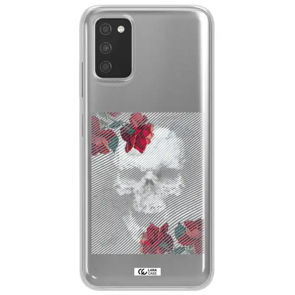 Rose And Skull Pattern Line Samsung A03S Clear TPU Case